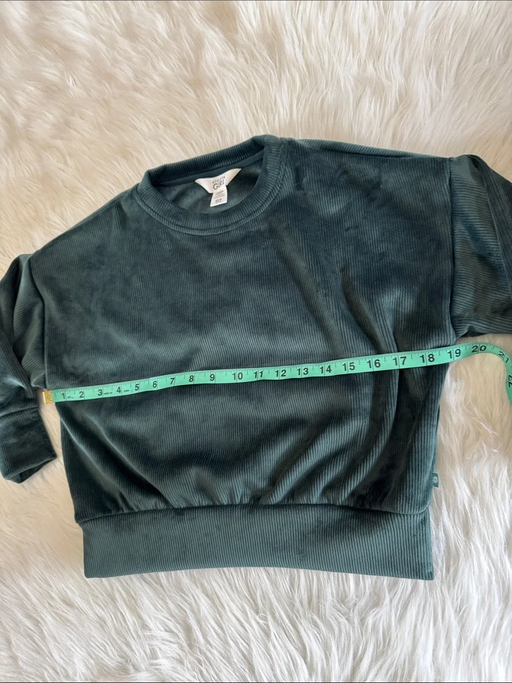 Athleta Girl Cozy Rib Pine Green Crewneck Sweatshirt Size XS/6